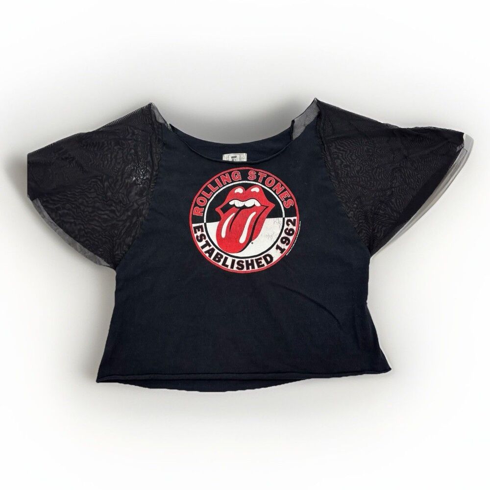 Furst Of A Kind Tshirt Womens Size Medium Rolling Stones Sheer Sleeves Goth